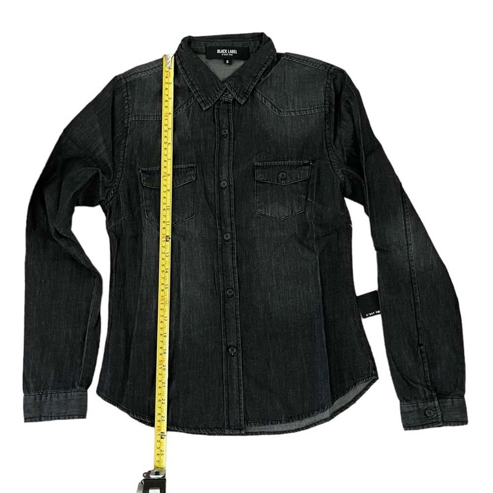 Black Label Denim Button Up Long Sleeve Shirt Black Womens Small S NWT - Picture 5 of 5